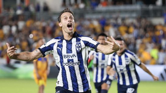 Sergio Canales scores first Rayados goal to eliminate Tigres UANL from Leagues Cup. Photo by Thomas Shea | USA TODAY Sports